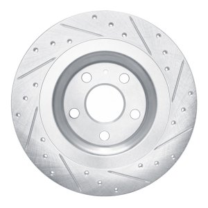 Volvo XC40 Brake Rotor (1) - Rear Left - R1 Concepts - Drilled & Slotted - Silver - `19-`25